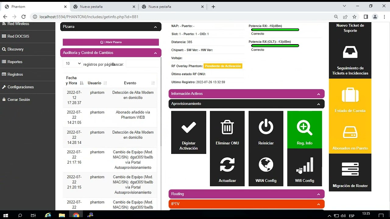 Phantom: Autoaprovisionamiento Digistar