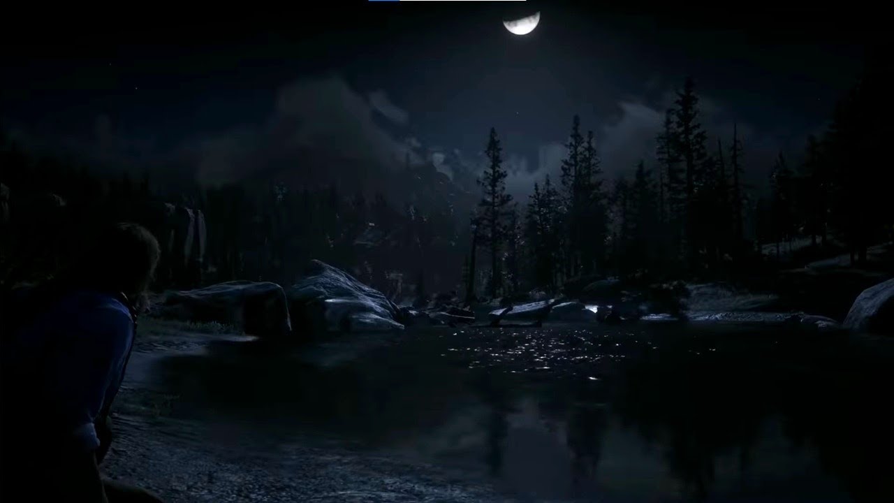 RDR2 | Midnight Creek Ambience | Moonlight Reflections & Night Wildlife Sounds