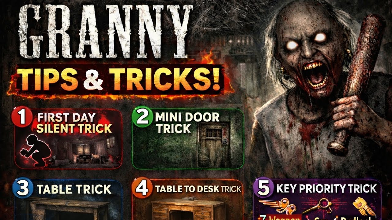 Granny 🤯 chapter 1😲/ 5 tips & tricks    #granny 🤯🤯🤯🤯 is shocked 