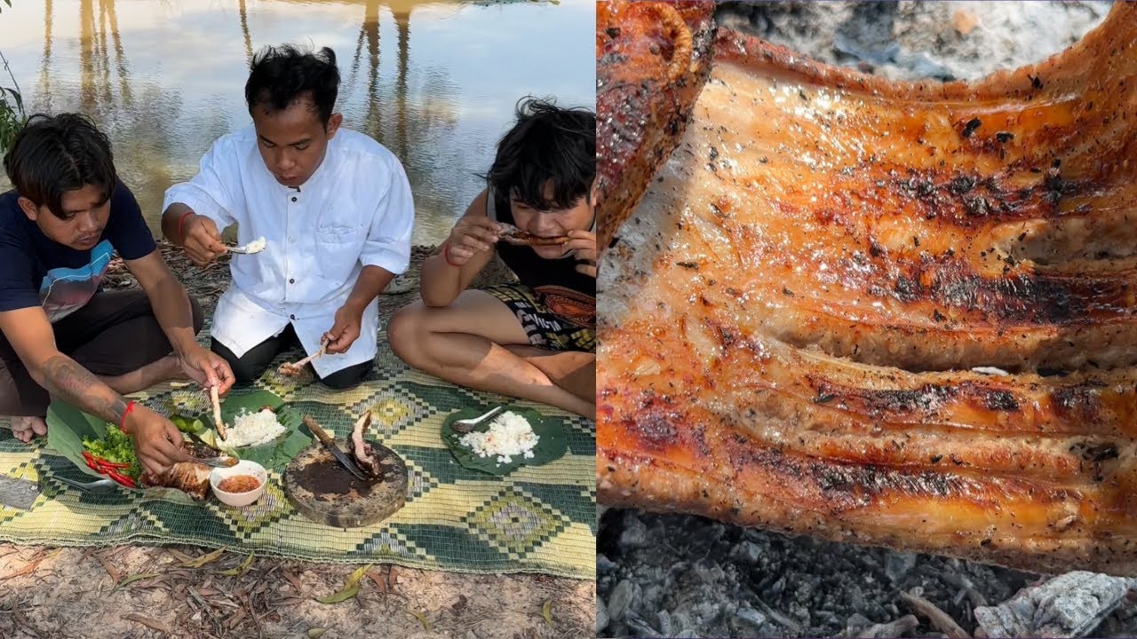 ឆ្អឹងជំនីអាំងជាមួយបាយក្ដៅៗហុយៗ😀🤤