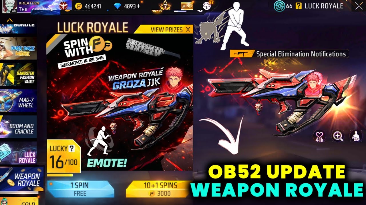 OB52 UPDATE WEAPON ROYALE GUN SKIN 🔥 -