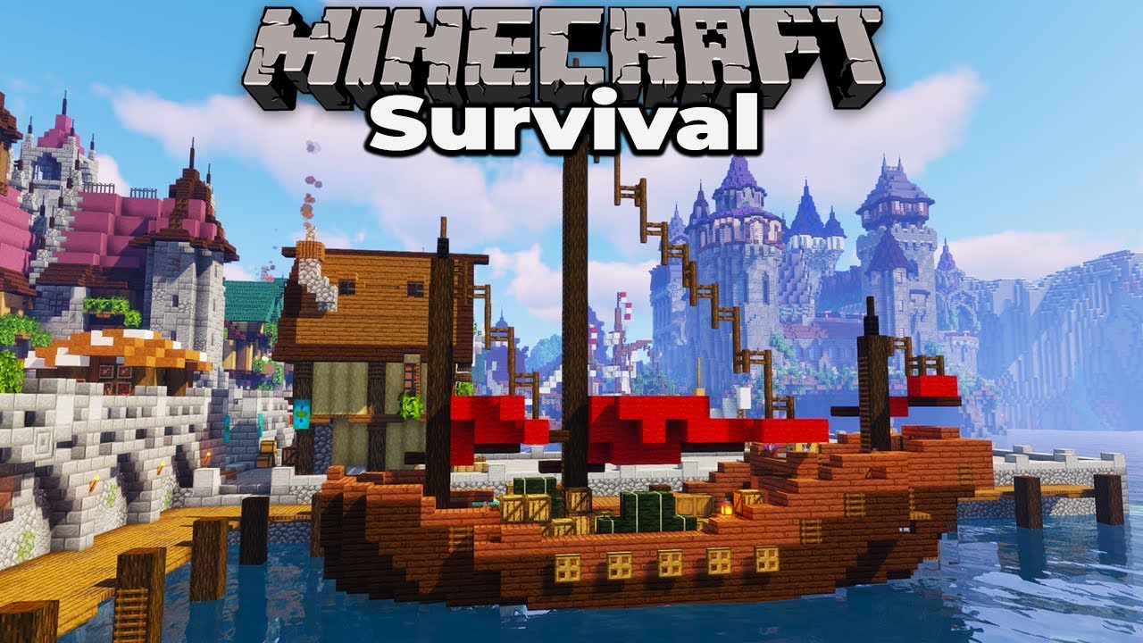 Building an Awesome NEW Trade Ship in Minecraft 1.14 Survival Let's Play