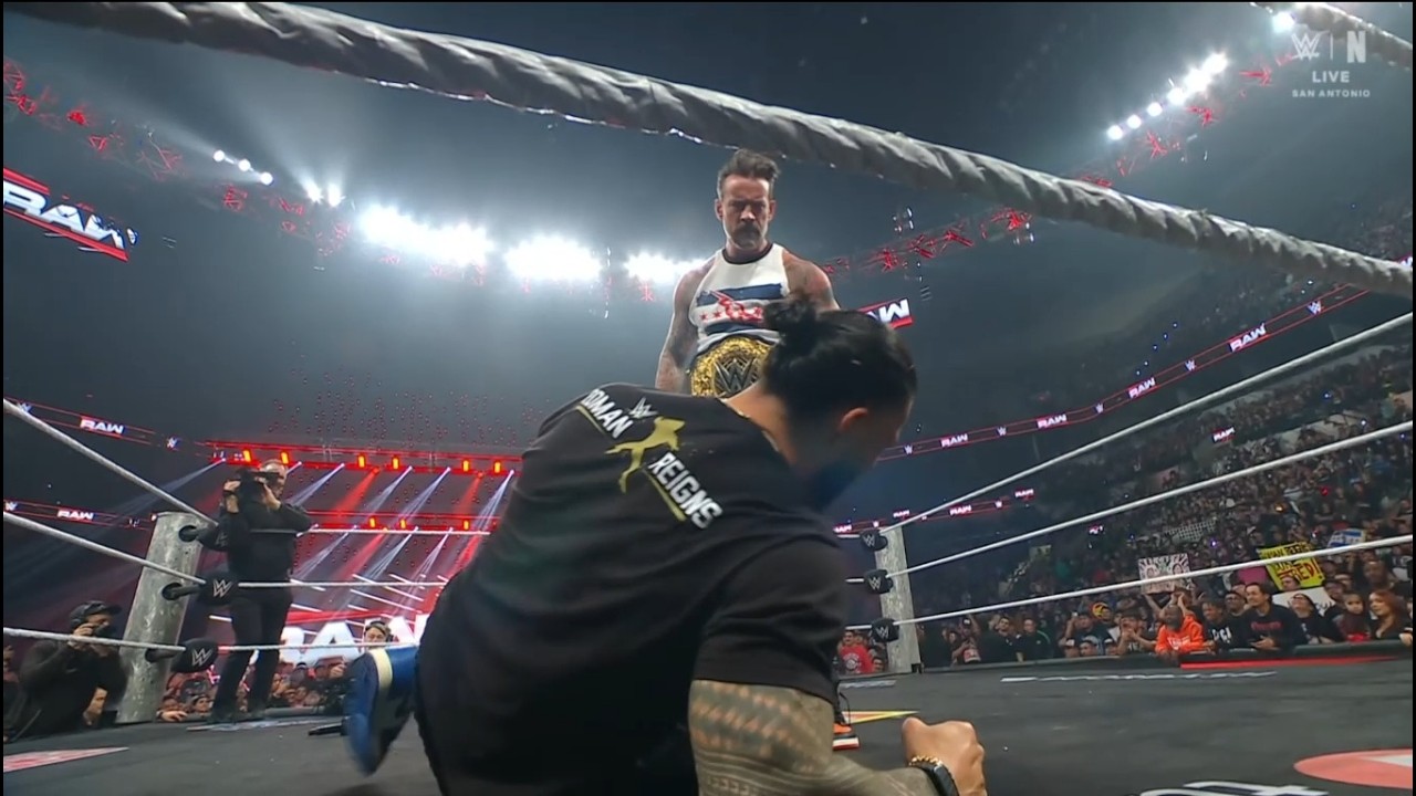 CM Punk attacks Roman Reigns - WWE RAW 3/16/2026