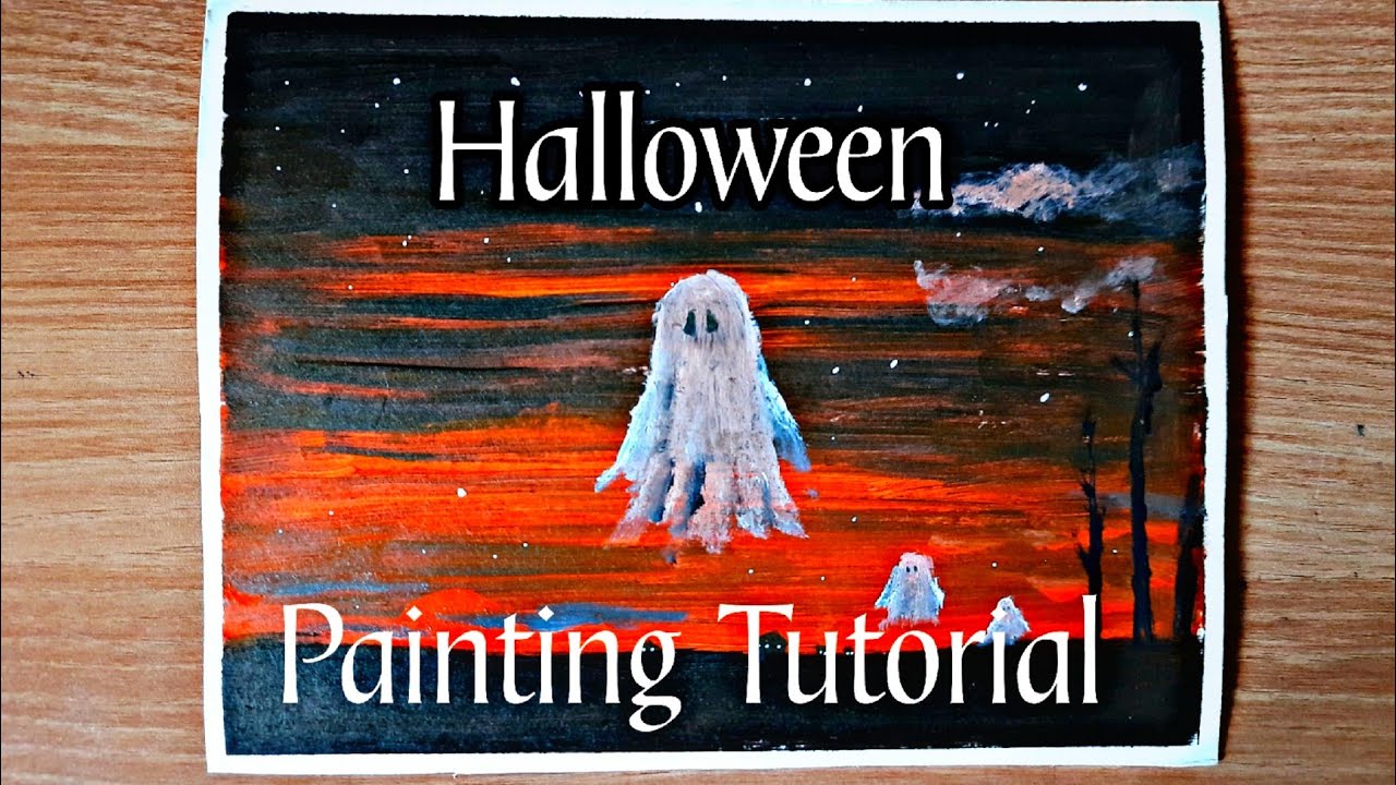 Easy Halloween Acrylic painting tutorial | Drawing Tech