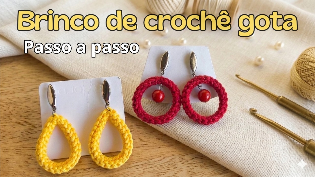 Brinco em crochê gota