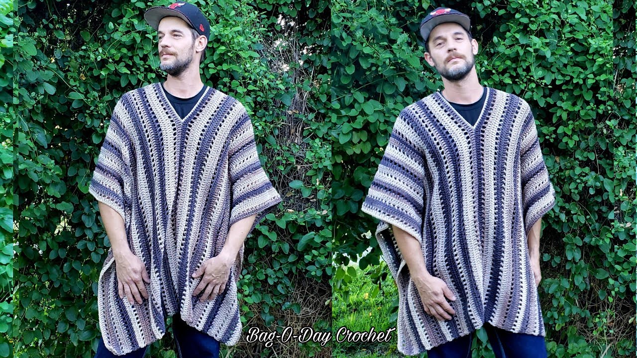 How To Crochet A Mens Poncho Easy | Hammer To Fall | Bag O Day Crochet Tutorial #620