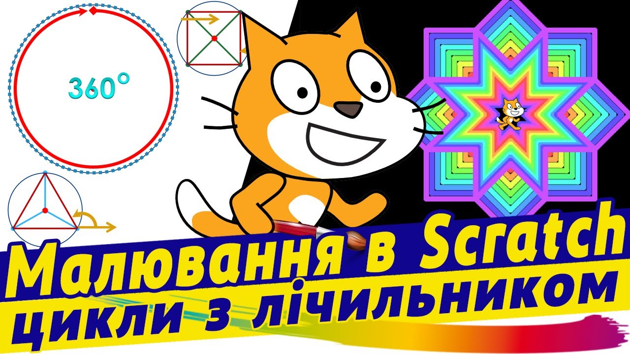 Як малювати геометричні фігури в Scratch | Цикл з лічильником | 5 клас НУШ