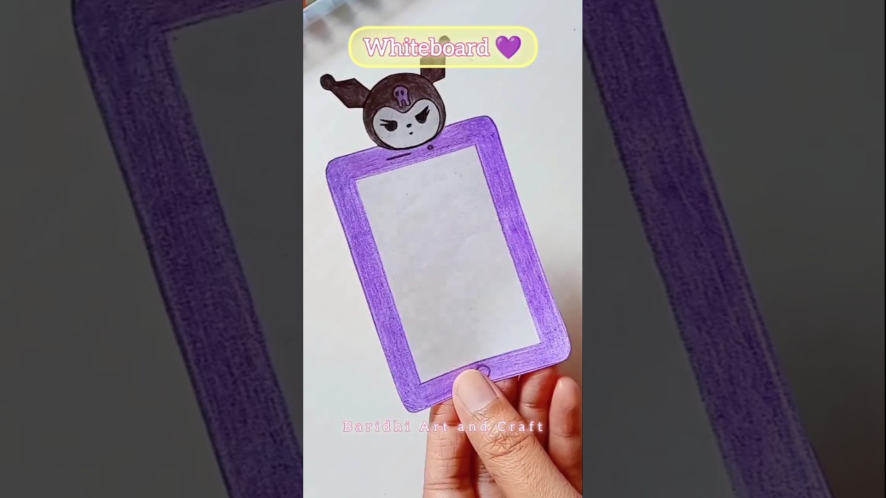 DIY Kuromi Whiteboard | DIY School Supplies| Cute Paper Craft | Kawaii #shorts #youtubeshorts #diy