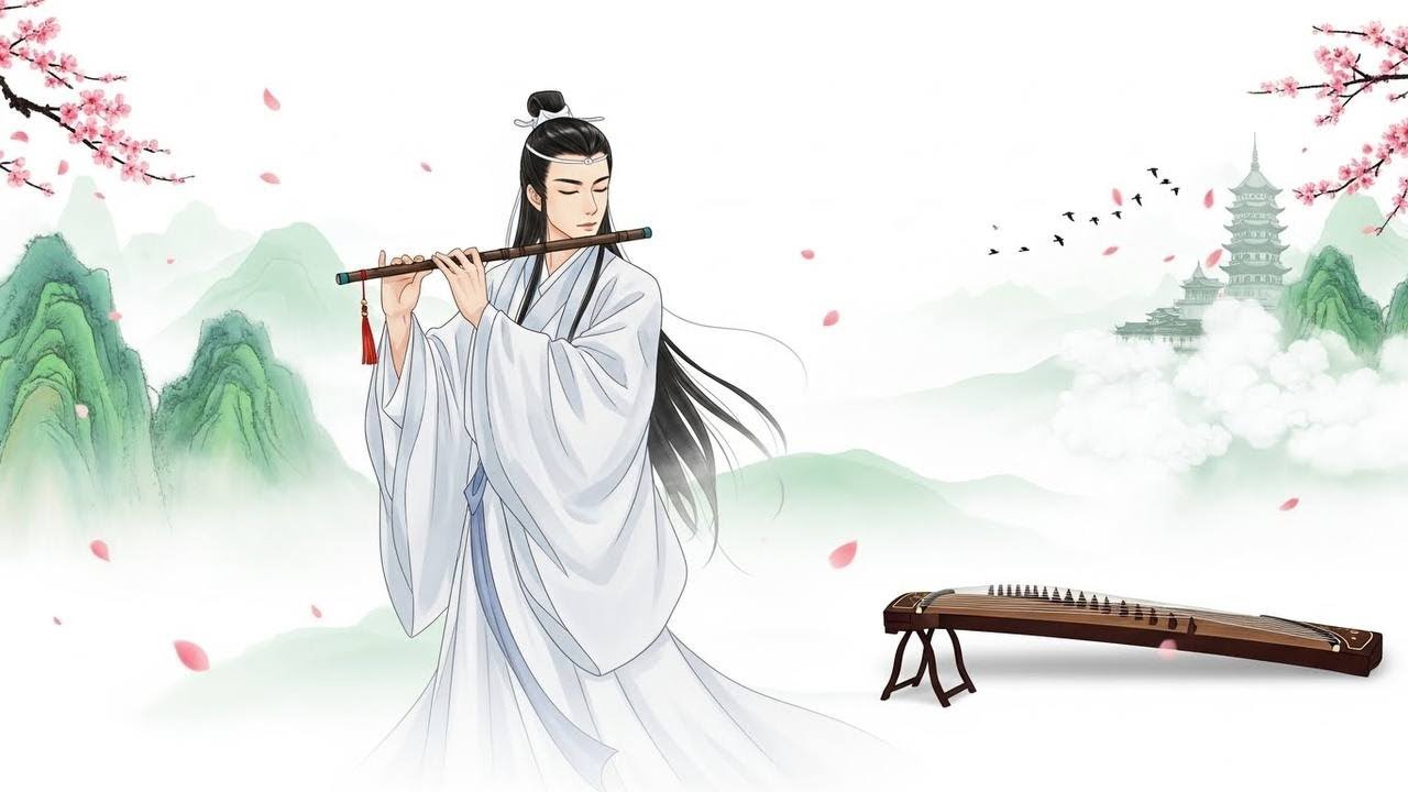 Chinese Flute & Guzheng Night Ambience • Sleep Relaxation Music