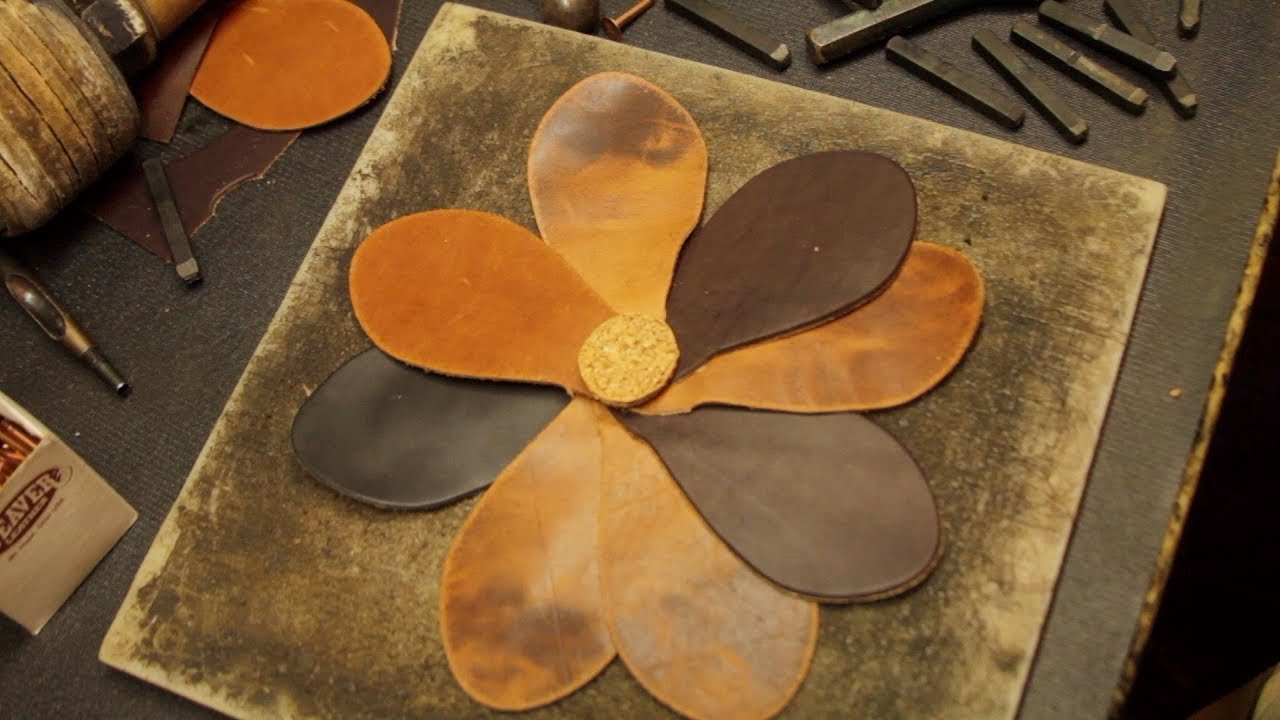 Making a leather flower from scraps