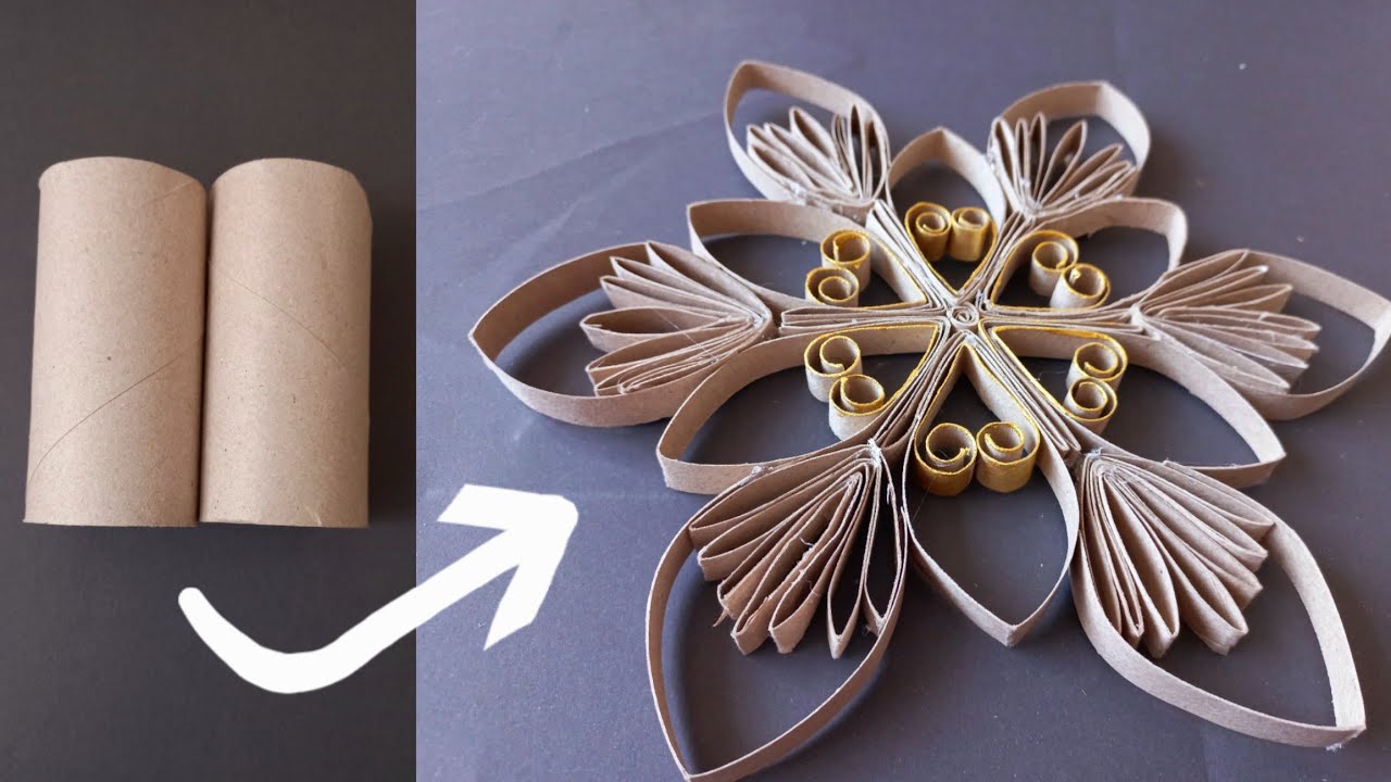 How to make paper snowflake | toilet paper roll Winter Ornaments