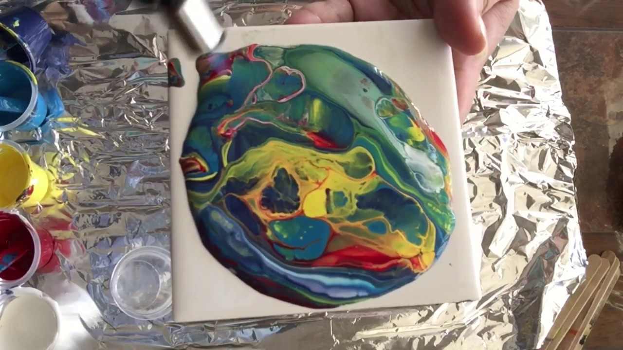 Silicona en Dos Formas.  Arte en Pintura Acrilica Fluida. Arte Acrilico Fluido. Pouring.
