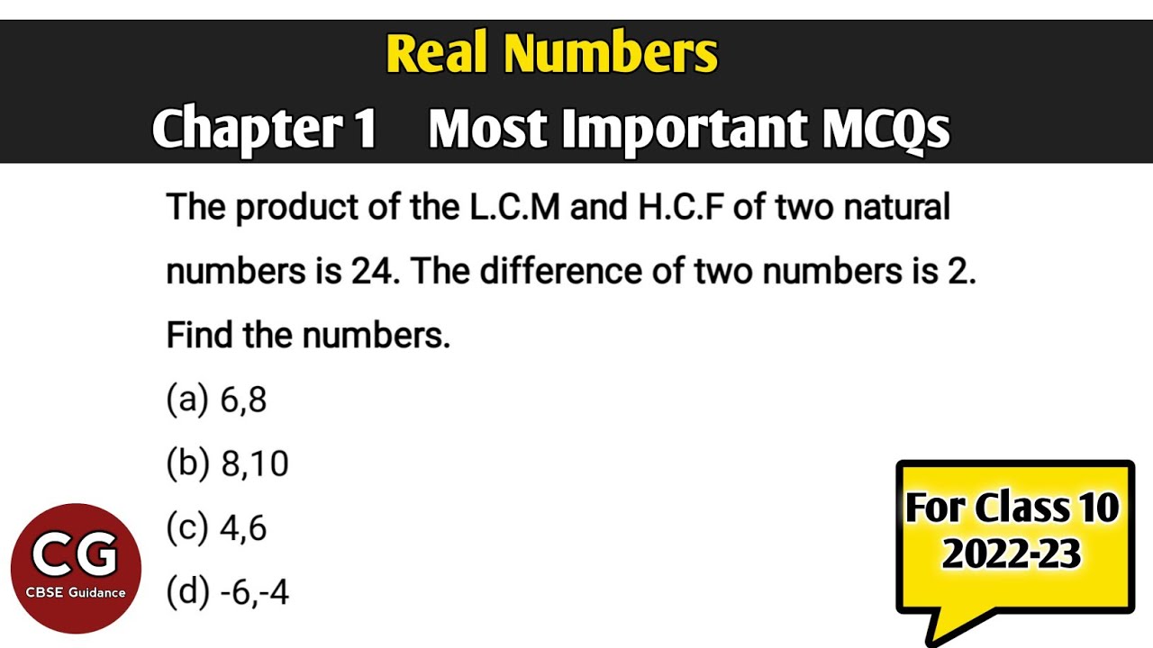 Real Numbers Chapter 1 Important MCQs (Class 10 Maths)