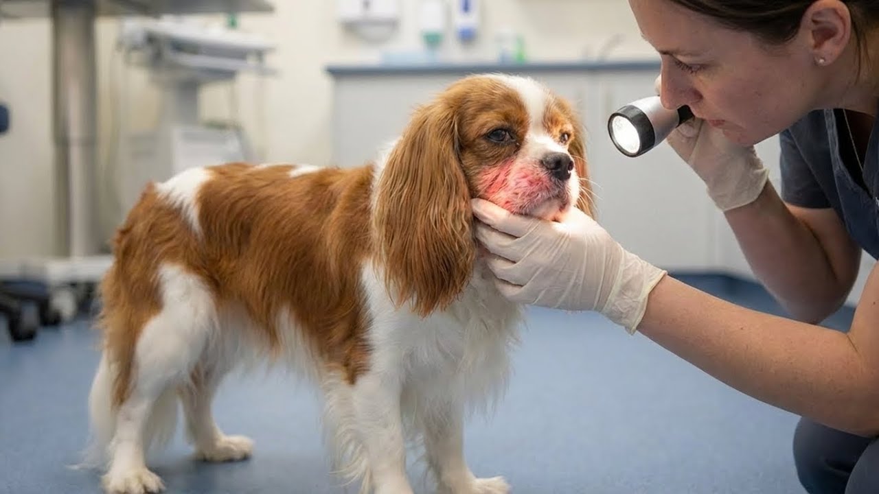 Dog With Facial Irritation Arrives Scared and Confused