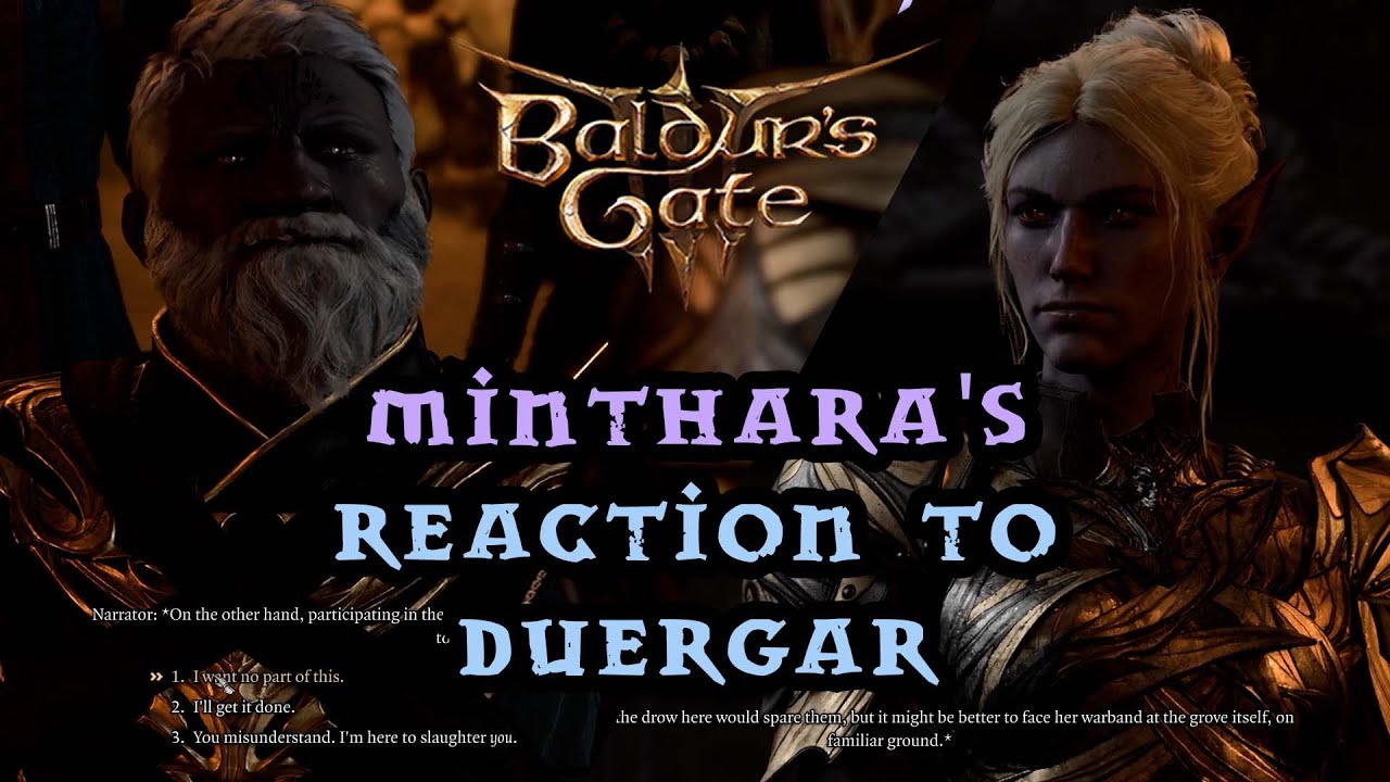 Baldur's Gate 3: Minthara's Reaction to Duergar Dwarf
