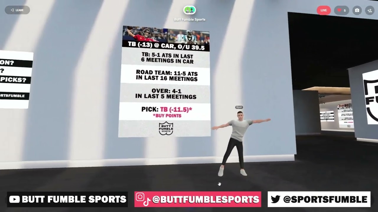 NFL Week 7 Preview in the Butt Fumble Sports Metaverse Studio