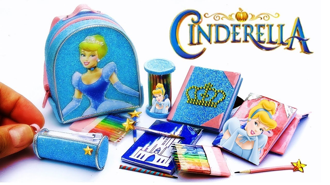 5 Miniaturas Fáceis de Fazer para Material Escolar da Barbie Cinderela | Mochila Estojo, lápis