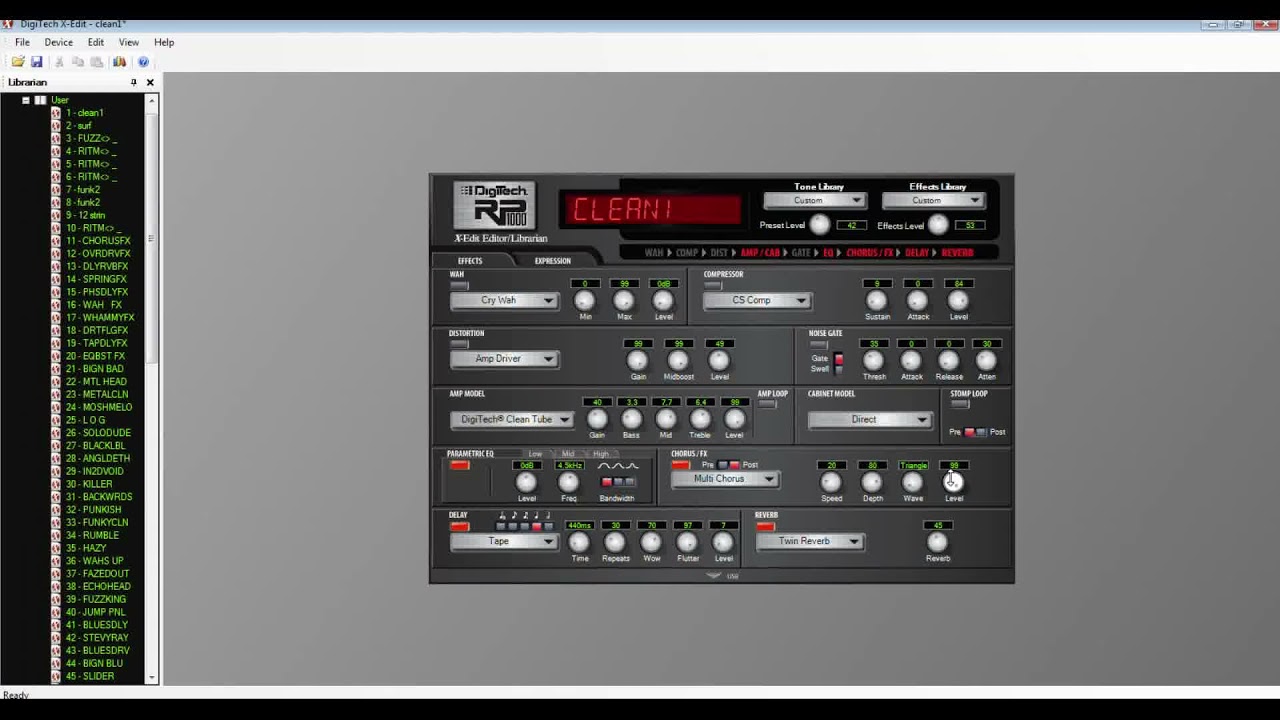 how to set up the sound Digitech RP1000 my presets  guitar Yamaha AES720