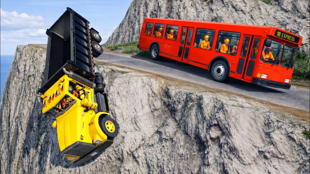 Bus Vs Truck on Death Cliff 😱 | BeamNG.drive#200 