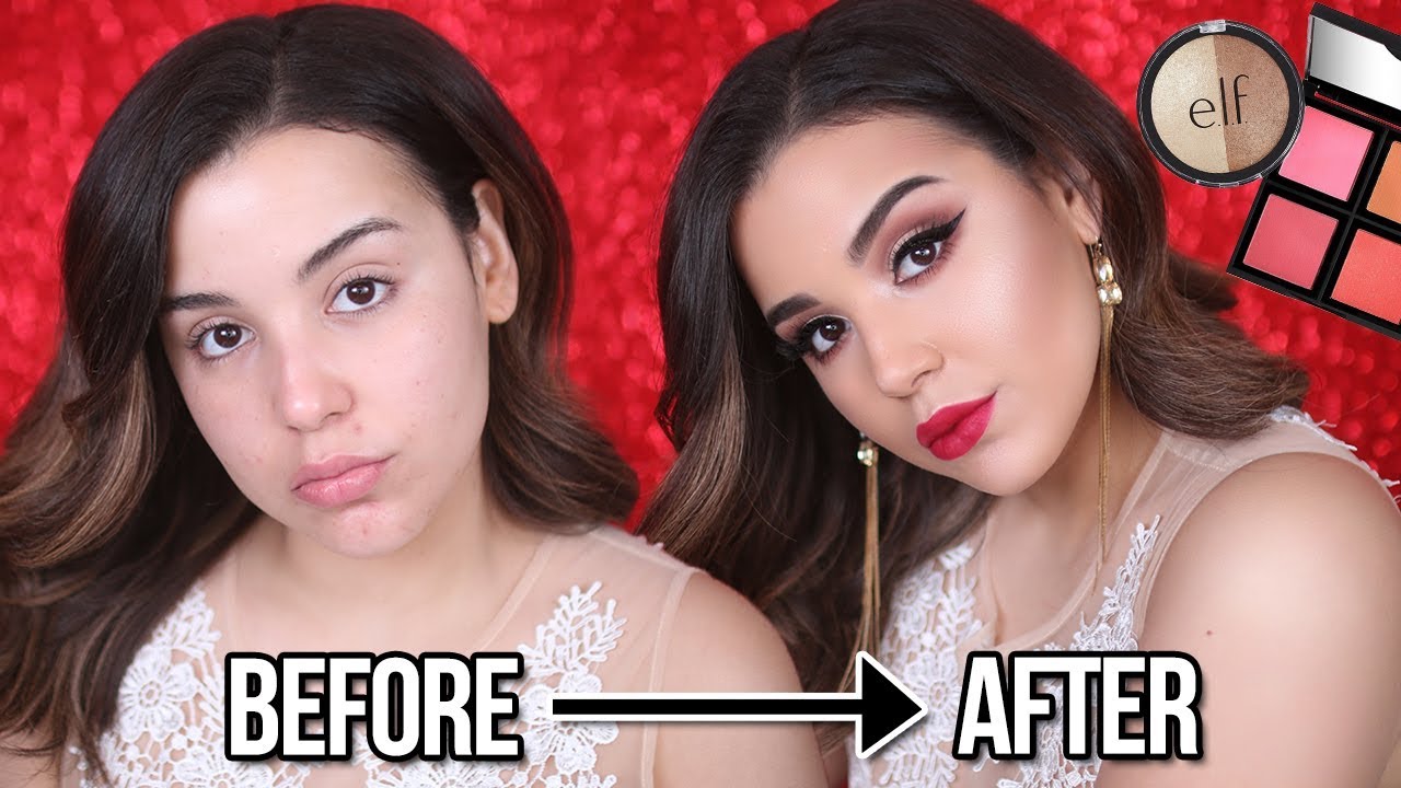 FULL FACE USING ONLY ELF COSMETICS! Classic Holiday Glam Makeup Look! | MakeupByAmarie