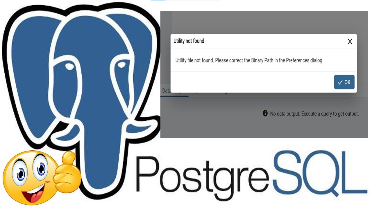 Utility file not found. Please correct the Binary Path in the Preferences dialog in PostgreSQL