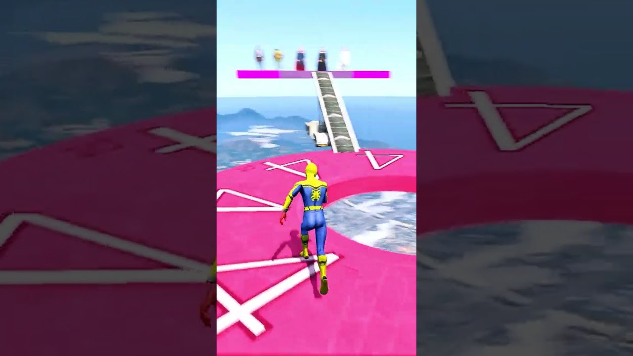 GTA V - PINK MINION SUPER JUMP WITH COLOUR MINIONS BUT ALL Monines?Ep.714 #Shorts