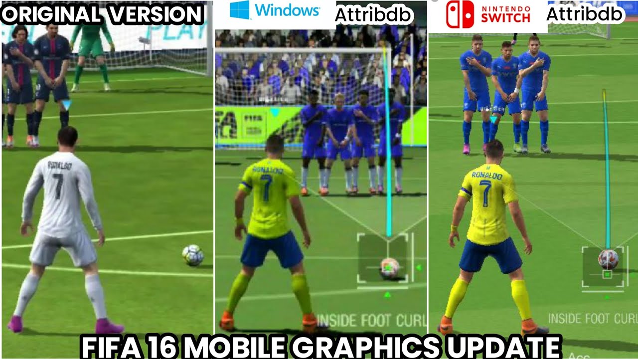 All Graphics Mod Update Comparison on Fifa 16 Mobile. Nintendo switch vs PC attribdb  mobile support