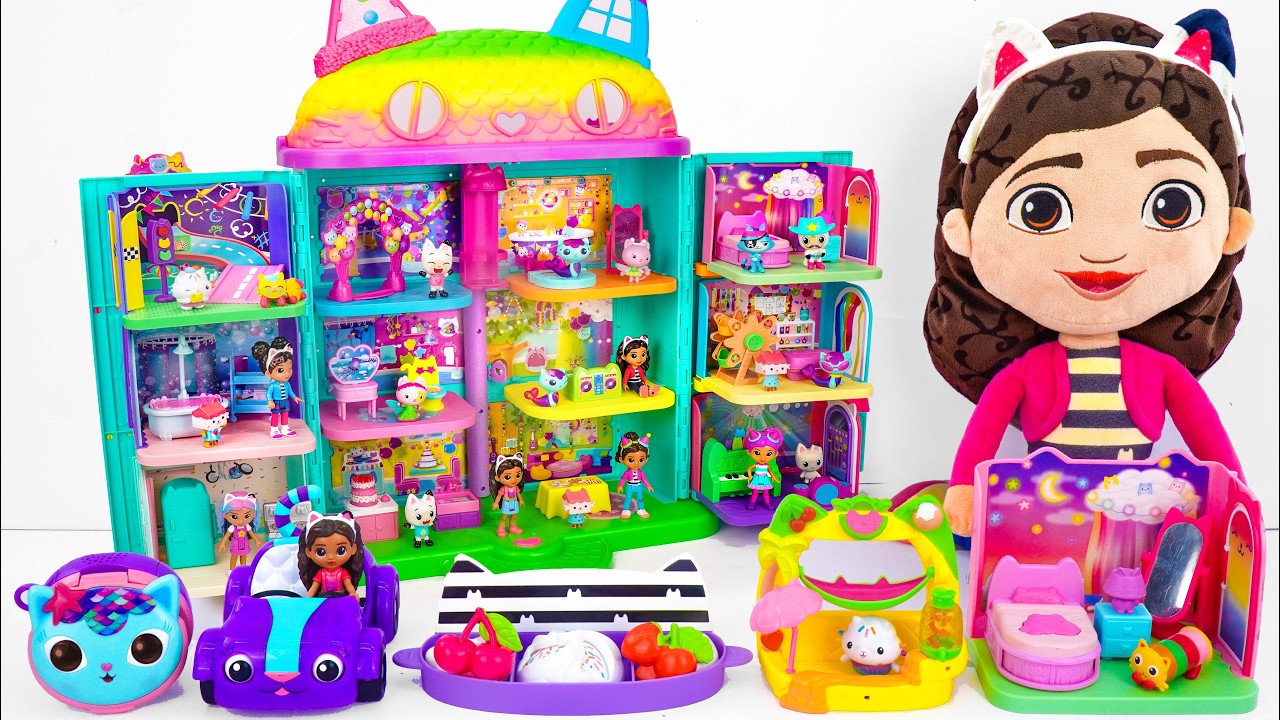 GABBY&rsquo;S DOLLHOUSE Collection Unboxing 🌈 Gabby's Celebration Dollhouse & Cakey Cat&rsquo;s Smoothie Balcony