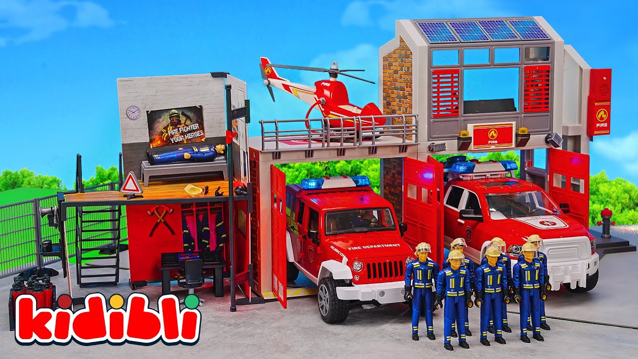 Toy Fire Truck Rescue Mission 🚒 Firefighters Save the Day at Fire Station | Toys for Kids | Kidibli