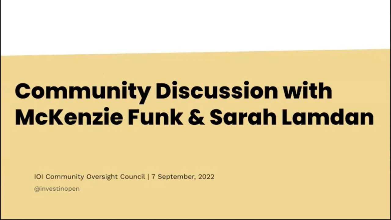 McKenzieFunk SarahLamdan IOI community discussion 2022-09-07