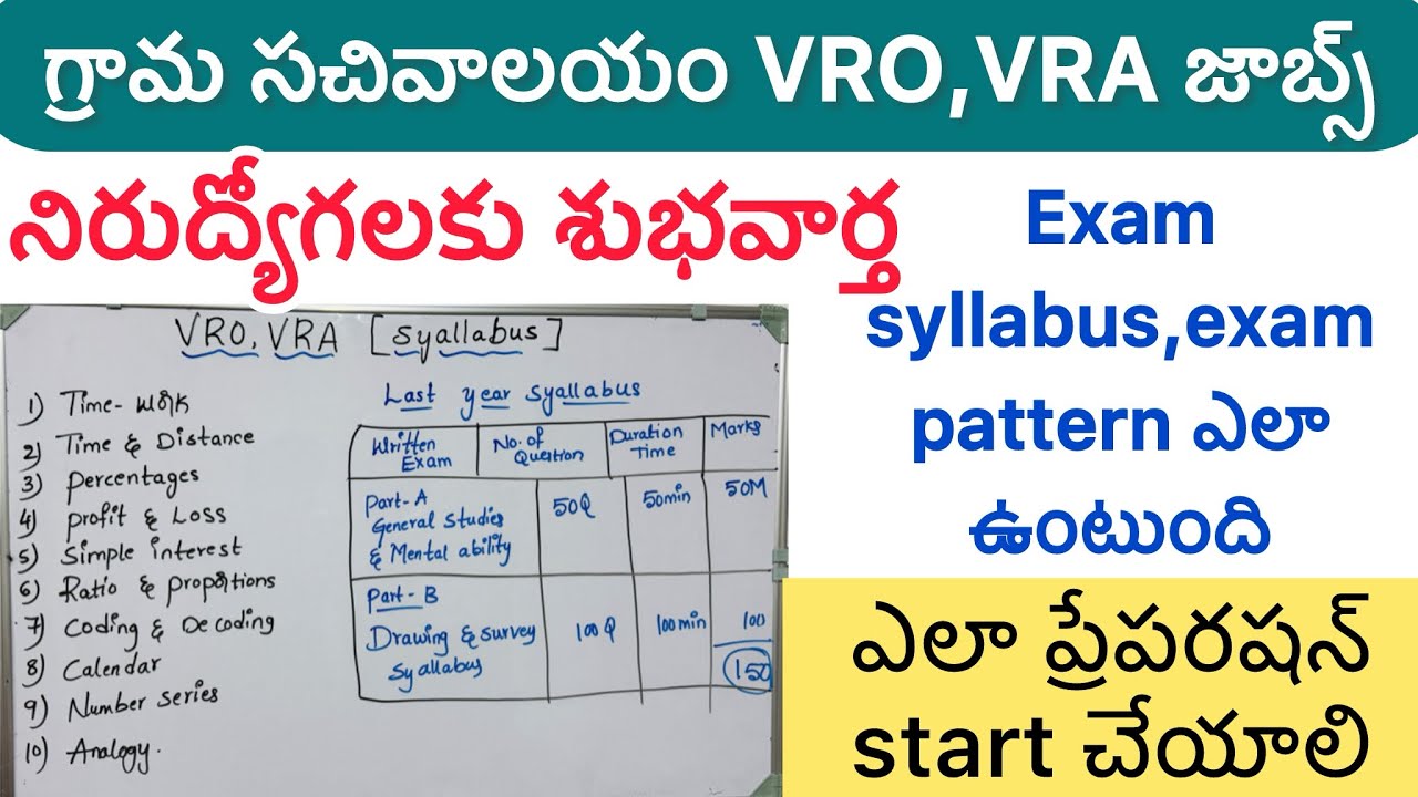 గ్రామ సచివాలయం VRO,VRA Exam syllabus ఎలా ప్రేపరషన్ start చేయాలి Exam pattern#vrojobupdates#syllabus