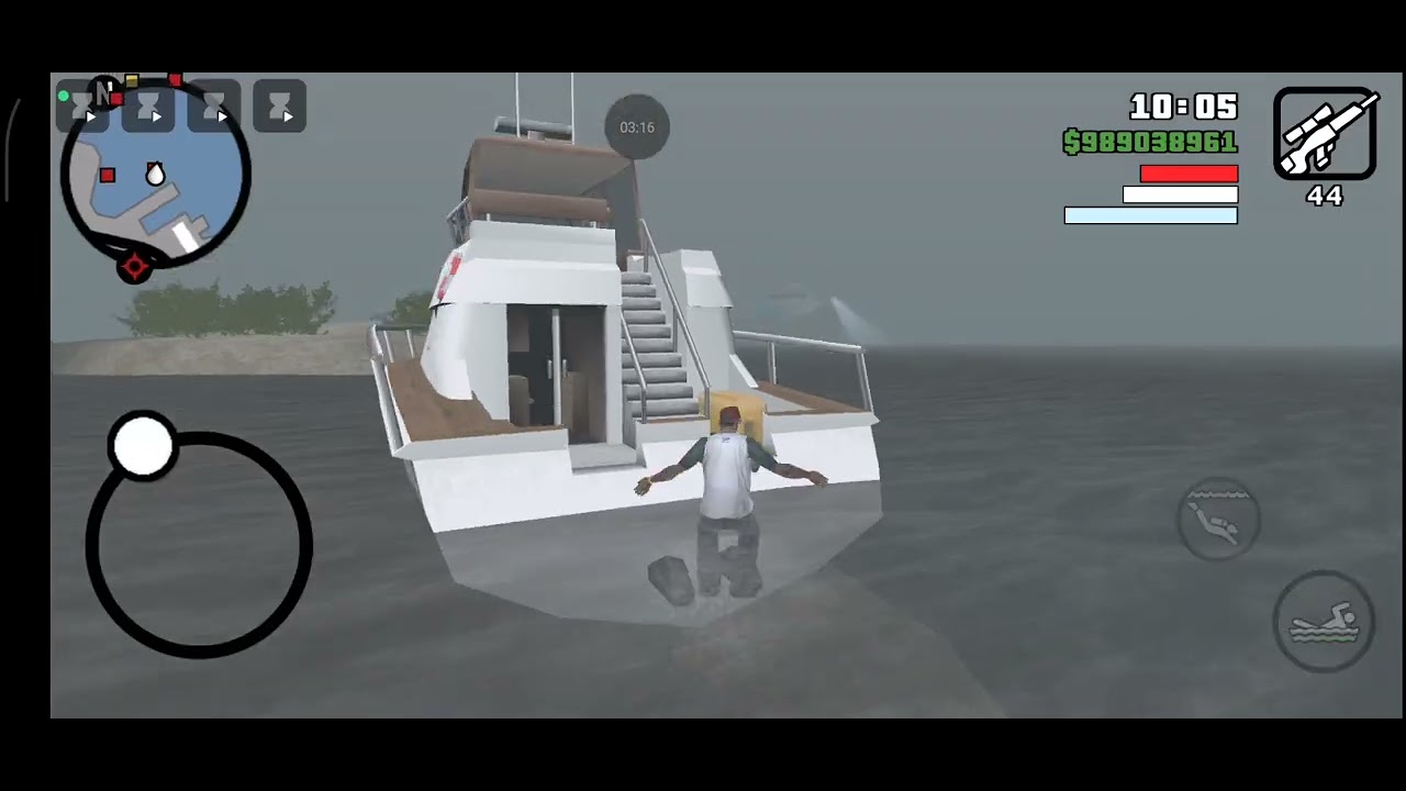 CJ killed the a gang in this boat mission#26