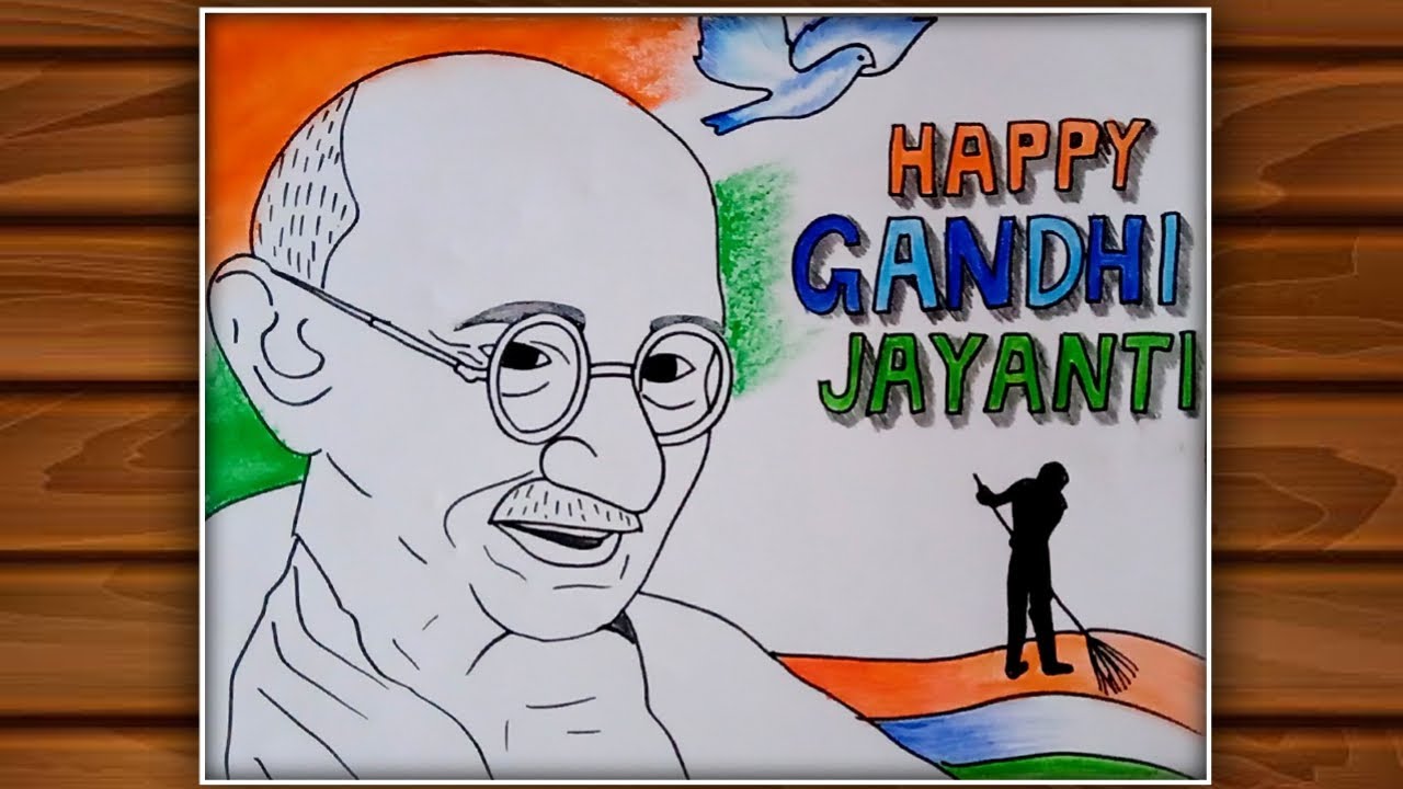 Gandhi Jayanti drawing very easy / Gandhiji drawing easy / Gandhi jayanti drawing for competition