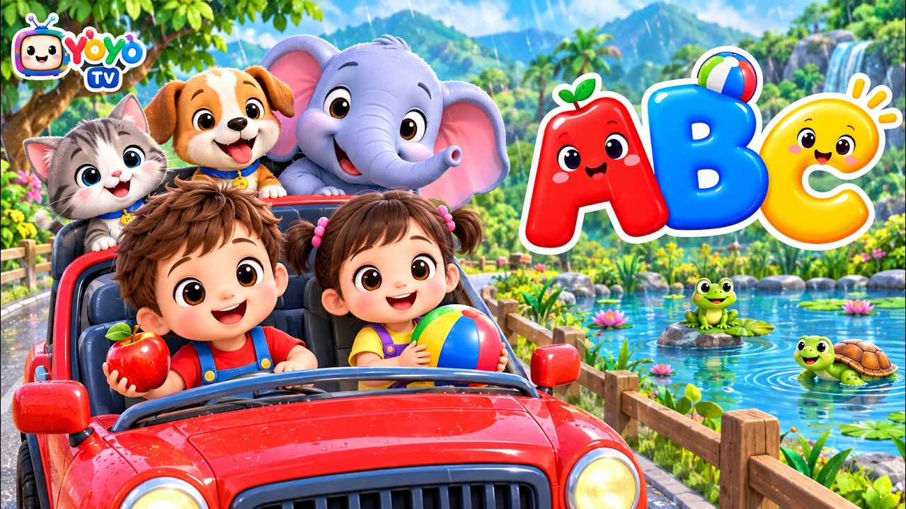 🚗 ABC Song for Kids | A for apple B for ball | A to Z Learning with Toddlers in a Car 🍎⚽🐘 | yoyoTV
