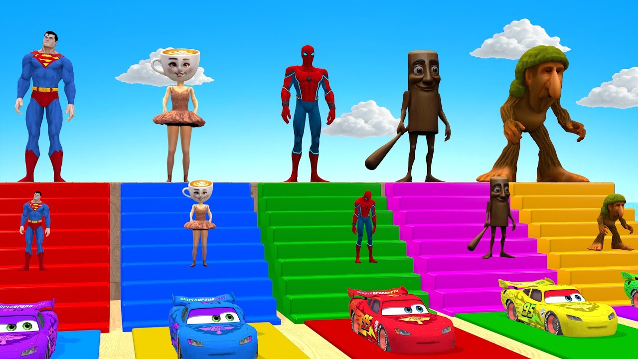 Long Slide Game with Cow Elephant Gorilla Hippopotamus Tiger 3d Animal Game Funny 3d Animals