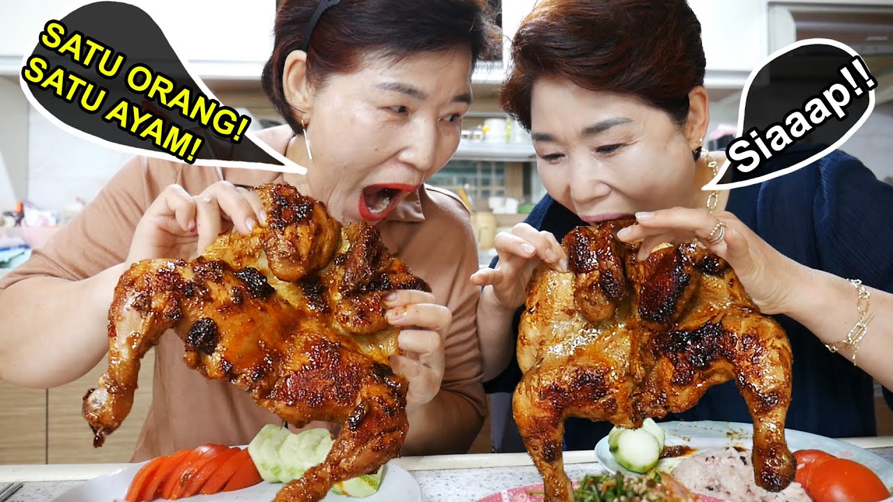 2 Ayam bakar utuh + Kimchi kangkung = cuman sarapan emak Korea..