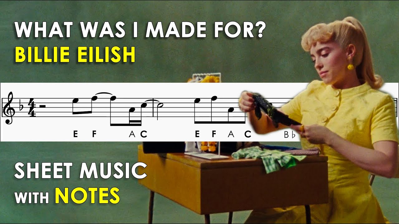 What Was I Made For? - Billie Eilish | Sheet Music with Easy Notes for Recorder, Violin Beginner