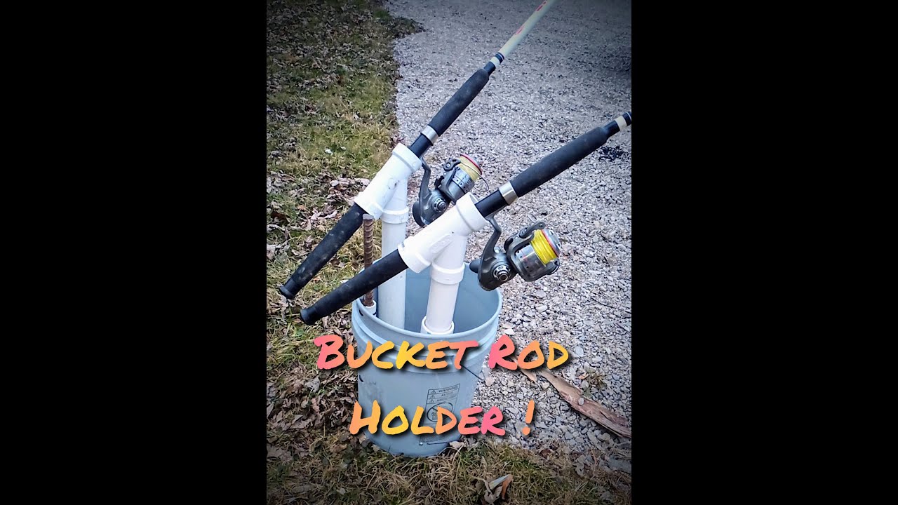 DIY 5 gallon bucket and PVC rod holder for bank fishing.