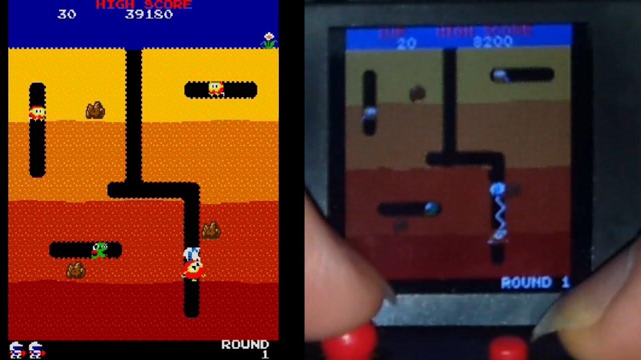 Super Impulse Tiny Arcade Dig Dug versus the arcade proper.