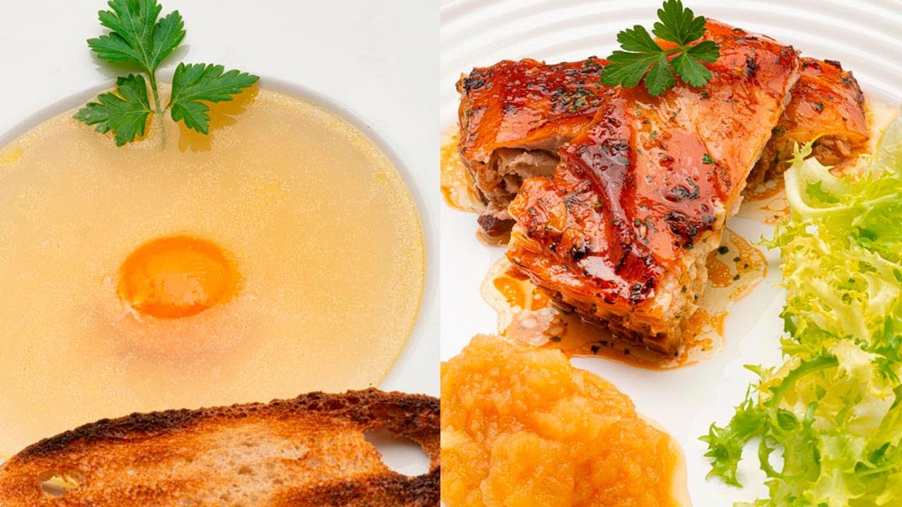 Consomé a la Reina - Cochinillo asado con puré de manzana - Cocina Abierta de Karlos Arguiñano