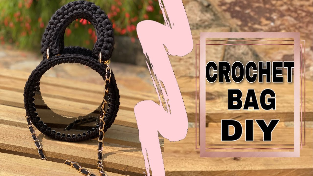 CLEAR CIRCLE CROCHET BAG USING T-SHIRT YARN DIY