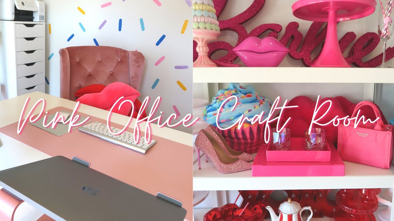 Dream Pink home office setup | Craft room tour | Event Planner Prop Storage