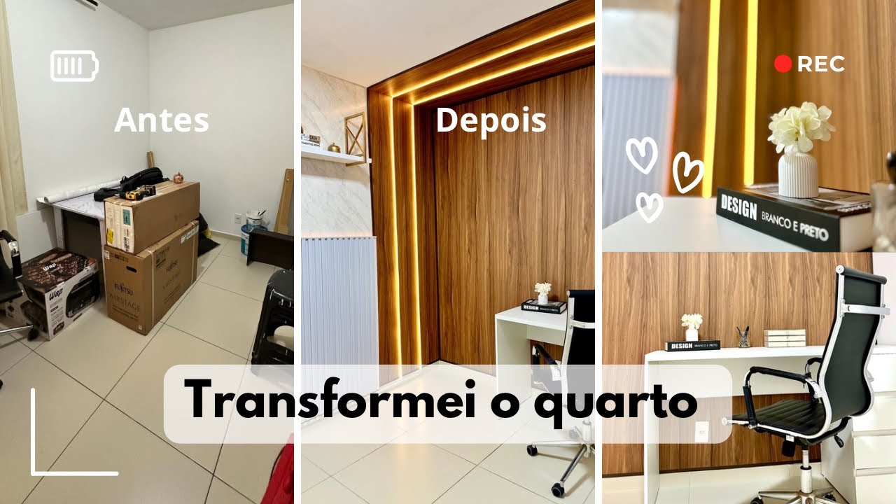 TRANSFORMAÇÃO DE QUARTO | PAINEL RIPADO| DIY|  COLOCAMOS O LED E FICOU INCRÍVEL