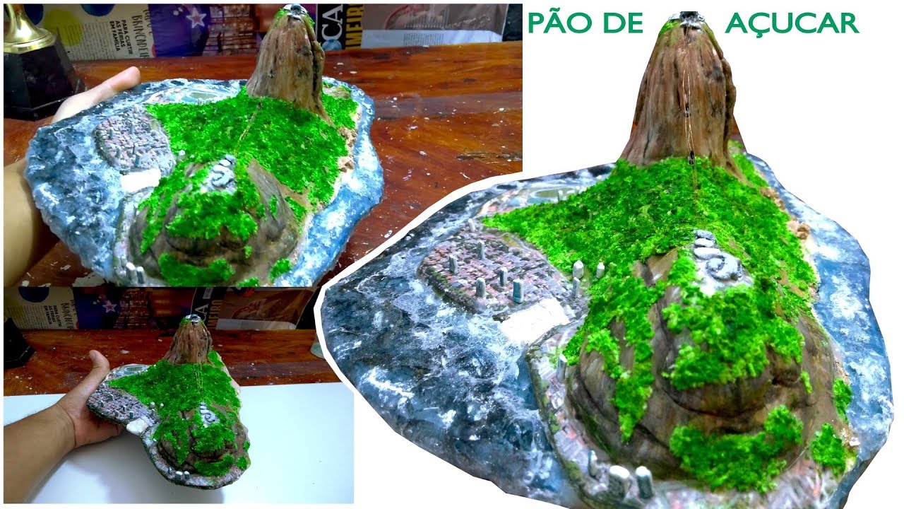 água artificial de cola quente e cola de silicone ou isopor ( pão de açucar - artesanato )