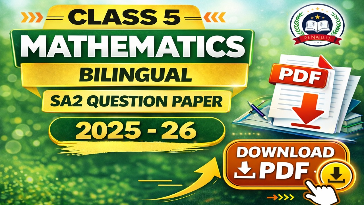 Mathematics Class 5 bilingual SA2 question paper 2025- 26