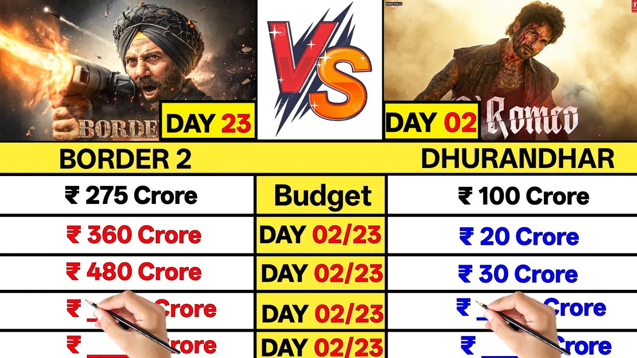 O Romeo Day 02 vs Border 2 Day 23 Box Office Collection Comparison Prediction Video।।