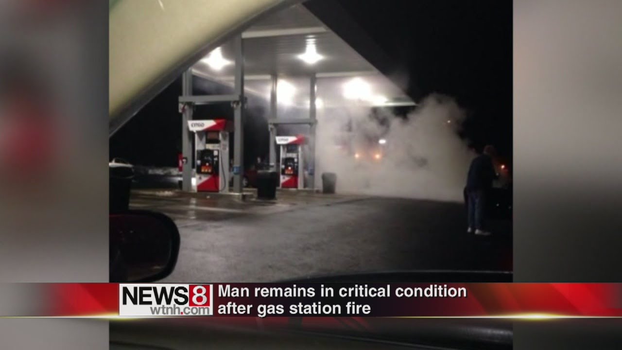 Man catches fire at gas station
