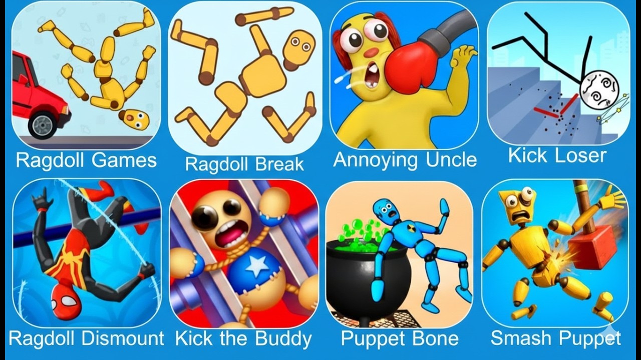 Roblox,Sprunki Survival,Ragdoll Break,Kick the Buddy,Ragdoll Dummy,Annoying Uncle Punch