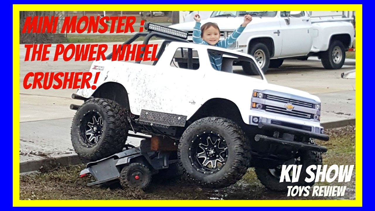 Mini Monster Truck Crushing The Power Wheel Ride On Toy Jeep!