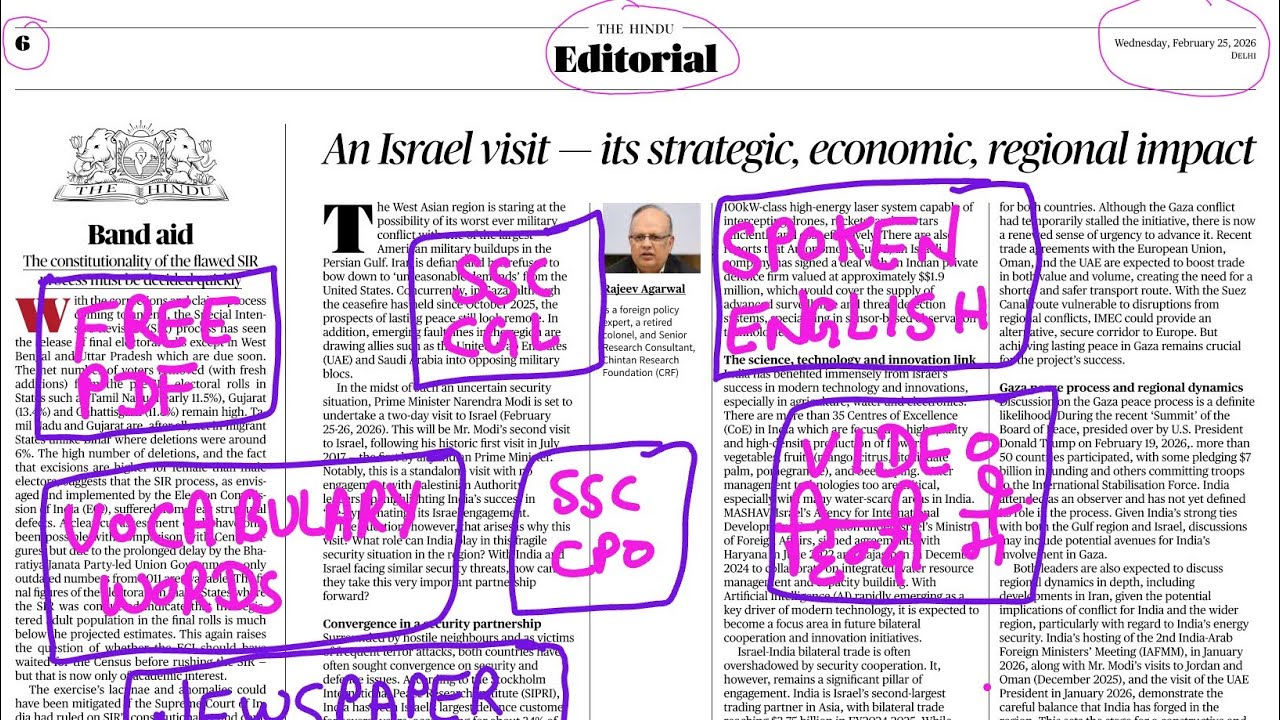 25 February 2026 | The Hindu newspaper analysis today | how to read English newspaper